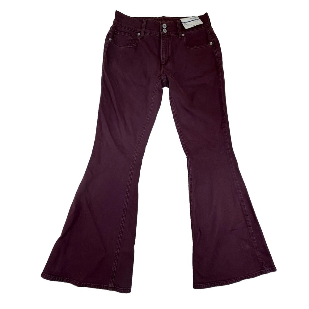 NWT Arizona Extreme Low Rise Y2K Flare Women's Pants Sz 7 Maroon Jeans NEW